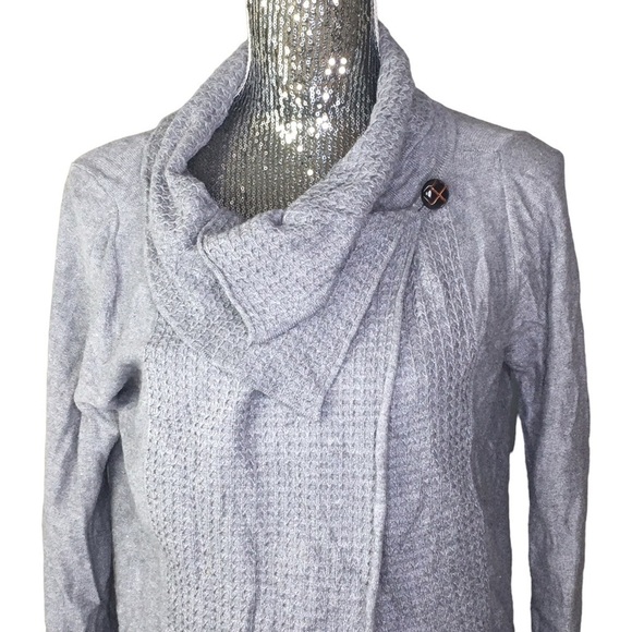 Soft Surroundings Miranda Wool Blend Wrap Cardigan Sweater Grey 2AU10 Small - Picture 3 of 9